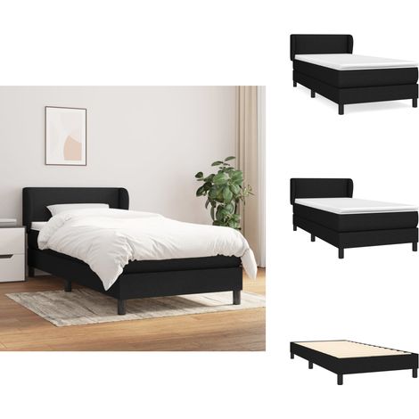 Boxspringbett mit Matratze Schwarz 100x200 cm Stoff - Boxspringbett - Doppelbett - Bett Mit Matratze - Schlafzimmermöbel - Massivholzmöbel (1/5)