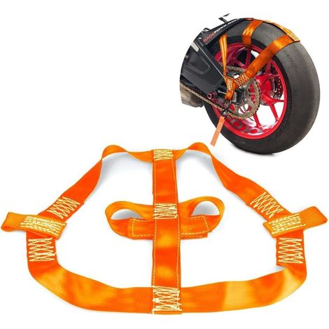 Universeller Motorrad-Hinterrad-Spanngurt, Autotransport-Spanngurt, Elektrofahrzeug-Spanngurt, Sicherungsgurte (orange) (1/5)