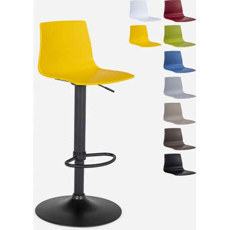 Sgabello cucina bar design base nero opaco regolabile Grand Soleil Imola Matt - Giallo