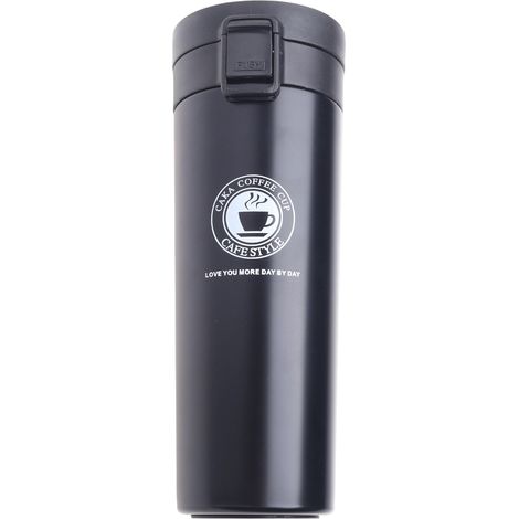 Mug de voyage isotherme en acier inoxydable à double paroi avec couvercle étanche à bouton-poussoir, conserve le chaud et le froid pendant 6 heures, 510 ml, facile à transporter, réutilisable, mug de (1/5)