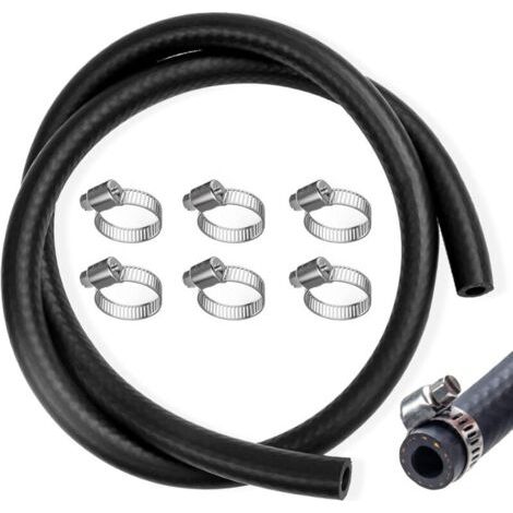 Kit de tuyaux de carburant, 1 mètre Ø 8 mm, conduite de carburant avec 6 colliers de serrage, conduite de carburant, tuyau d'essence pour voiture, moto, tracteur, petits moteurs (1/4)