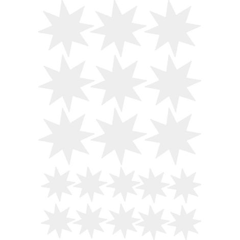 Self-adhesive wall-mounted in vinyl star to eight points, self-adhesive wall-mounted for bedroom d'enfant, decoration artistic DIY (white) (1/5)