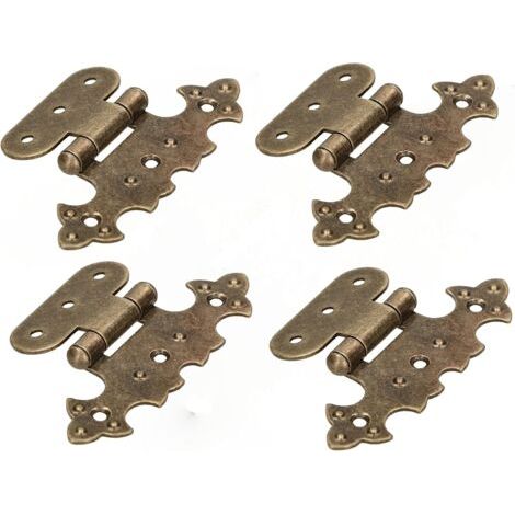 Lot de 4 charnières décoratives pour armoire asymétriques rétro Patine antique-NANOTEH (1/5)