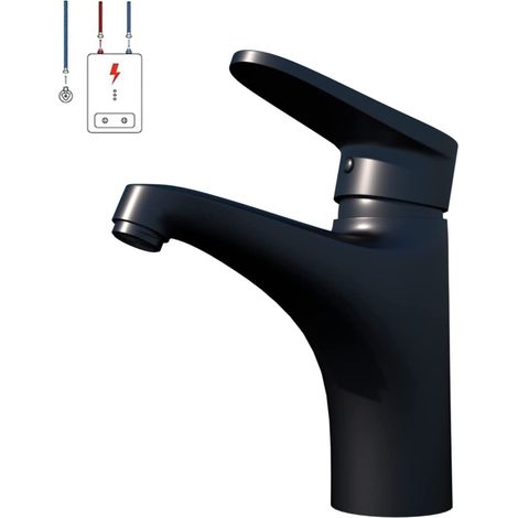 Robinet basse pression pour salle de bain - Noir - Robinet de lavabo - Mitigeur monocommande en laiton - Court (1/5)