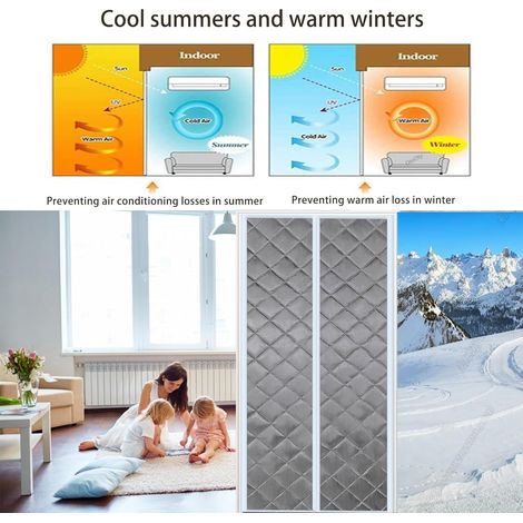 Tenda per porta termoisolante, 70 x 200 cm. Tenda per porta termoisolante con imbottitura trapuntata per protezione da vento, acqua e rumore (nera) (1/4)