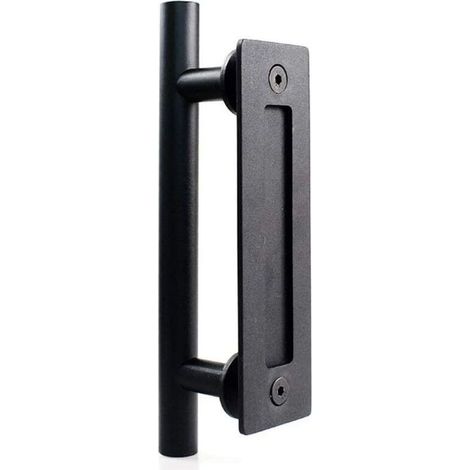 Poignée De Porte Coulissante En Acier Inoxydable, Poignée De Porte De Grange Coulissante - Poignée Ronde Simple - Noir (1/5)
