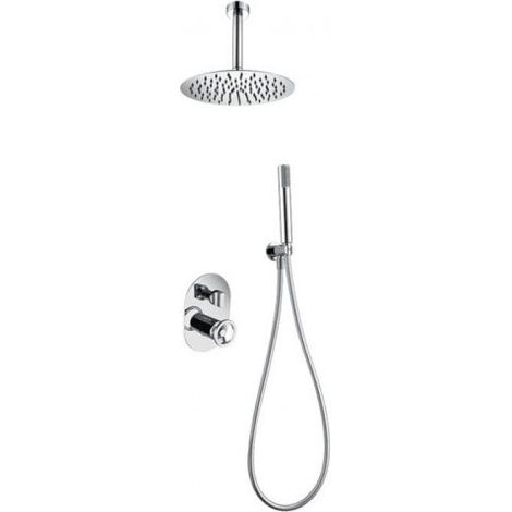 Colonne de douche encastrée avec mitigeur  Modèle VESUBIO  Pommeau de douche de taille standard  Couleur Gris fini chrome [ IMEX® ]