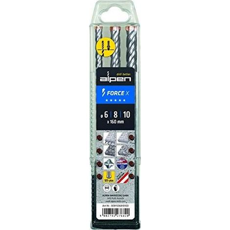 Maykestag Alpen SDS-plus FORCE X Fresa per calcestruzzo 3 pezzi