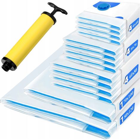 Sacchetti sottovuoto per indumenti, set da 14 pezzi - 5 misure - + pompa Koanni (1/5)