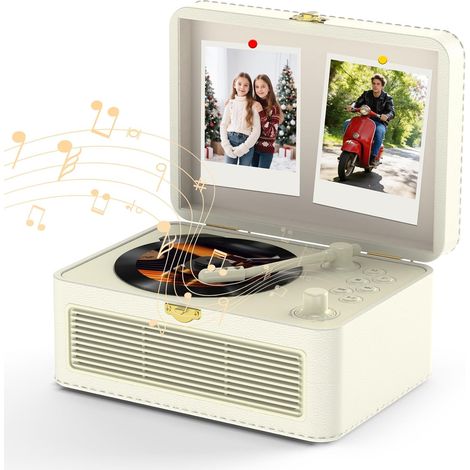 Rétro Lecteur CD Portable Bluetooth avec Radio, Haut-Parleur Blanc Supporte la lecture USB (1/5)