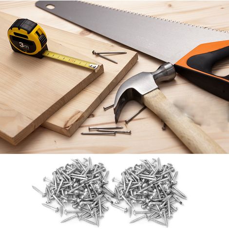 Jeu de 100 vis autotaraudeuses obliques M4-25 mm zinguées pour outils mécaniques et électroniques (1/5)