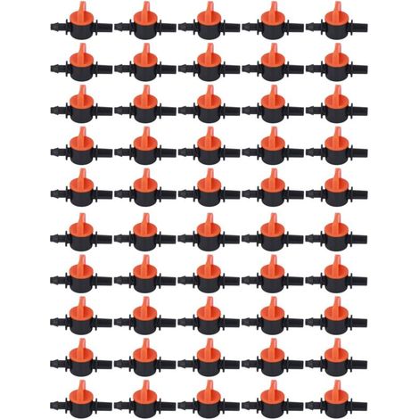 50 pezzi Valvola di irrigazione a goccia Diametro esterno 4/7 mm 6 mm/0,2 pollici Valvola di commutazione per irrigazione a goccia per sistema di irrigazione A (1/4)