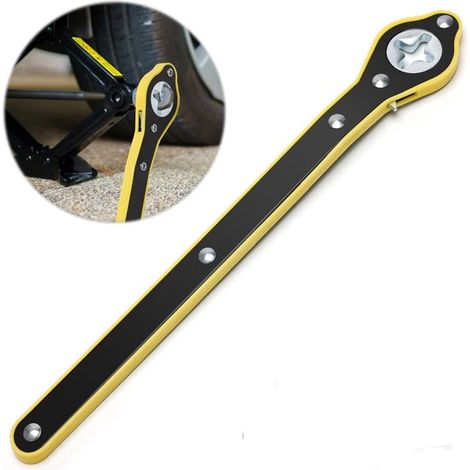 Llave para gato de coche, Llave que ahorra esfuerzo, Llave de cruz, Llave de carraca que ahorra esfuerzo, Adaptador de llave de carraca para gato (1/5)