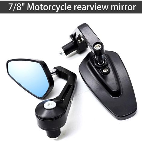 Rétroviseurs Moto 7/8" 22mm Retroviseur Moto Embout de Guidon Anti-Glare Retroviseur Latéraux Moto Yamaha Suzuki Kawasaki