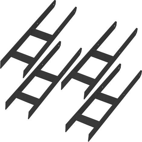 Base de poste en H KOTARBAU® para instalación en pared, anclaje de soporte de acero galvanizado negro, 140 mm, juego de 4