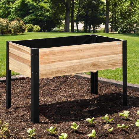 Carré potager surélevé en bois et acier 120 x 60 x 74 cm (1/5)