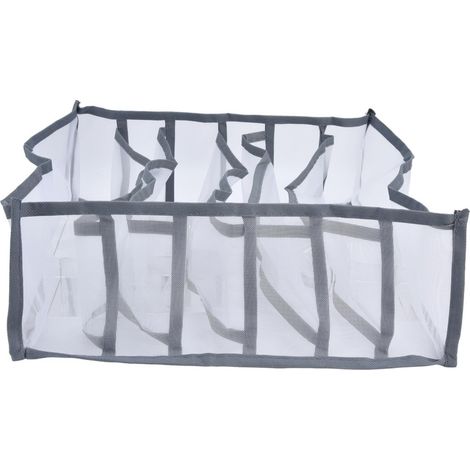 Boîte De Rangement Pour Sous-Vêtements - Maille Respirante - Pliable - 6 Compartiments - Gris (1/5)