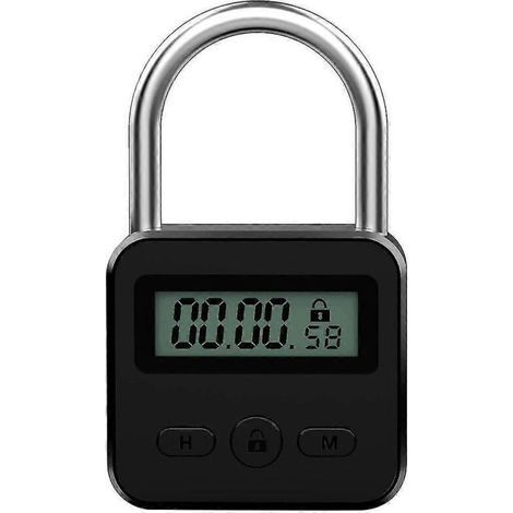 Minuterie électronique multifonction avec verrouillage métallique, écran LCD, durée maximale de 99 heures, rechargeable par USB. (1/5)