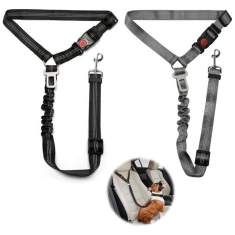 pièces réglable Ceinture securite Chien Voiture, Coussin élastique Anti-Vibration Ceinture sécurité Chien Convient aux Voitures (Noir + Gris) (1/5)