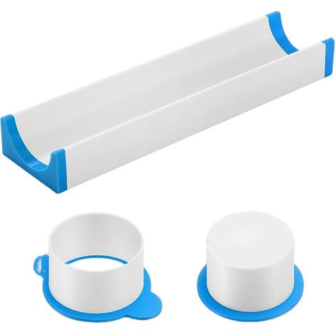 Kit de décoration de gâteau d'anniversaire, comprenant des moules ronds et des emporte-pièces, dans les tons bleus et blancs. (1/5)