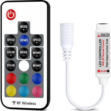1 Contrôleur RF 17 Boutons Mode Dynamique Gradateur LED Bande Lumineuse Intérieur (1/5)
