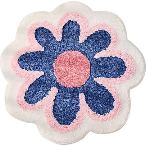Tapis De Bain - Tapis De Sol En Fibre Polyester - Forme Fleur De Pâquerette - Antidérapant Et Absorbant - 40 X 40 Cm - 1 Pièce (1/5)
