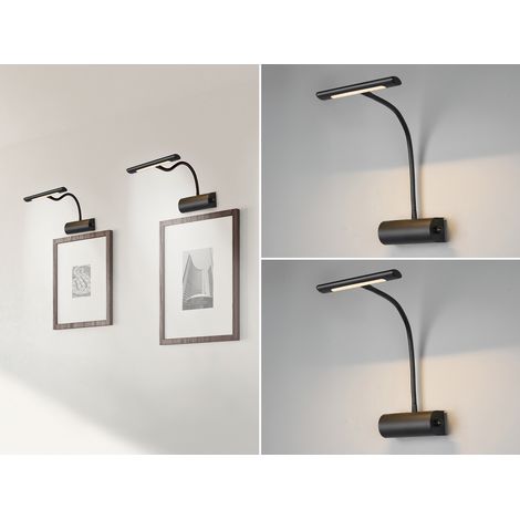 LED Bilderleuchte 2er Set Wandleuchte mit Drehdimmer, Schwarz (1/5)