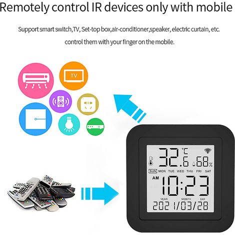 Digitales Thermometer-Hygrometer mit Infrarot-Fernbedienung, intelligentem WLAN-Temperatur- und Feuchtigkeitsmonitor für Klimaanlagen und andere Geräte (1/5)
