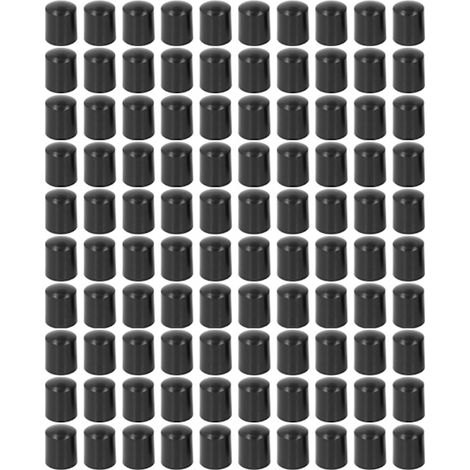 Packung mit 100 Endkappen für Elektrozaunpfosten, runde, wasserdichte Kunststoffkappen für Hochspannungs-Impulszaunsysteme, schwarz, 5 mm (1/5)