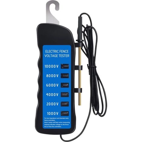 Spannungsprüfer, Spannungsprüfer für elektrische Zäune und 10.000 V Spannungsprüfer für elektrische Zäune mit Hintergrundbeleuchtung, tragbare Zaunspannung mit 6 Lichtern, landwirtschaftliche Geräte (1/4)
