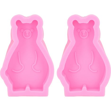 2Pcs Silicone Mold Cute Bear Shape Easy Demoulding Flexible Soft Baking Mold for DIY Cake Fondant Chocolate