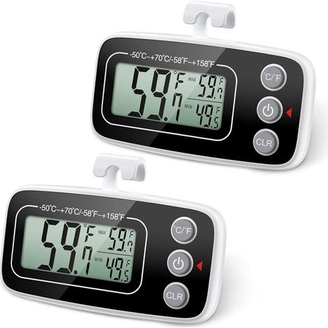 de thermomètres réfrigérateur avec grand écran LCD fonction min/max méthodes prise en charge convertible °C/°F Lot 2 3 (1/4)