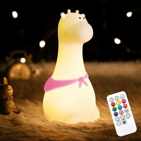 Filiyano – lampe mignonne – Veilleuse girafe pour chambre d'enfant avec télécommande, 7 couleurs, lampe mignonne, décoration de chambre, rechargeable (1/3)