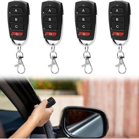 4PCS Telecommande Portail Universelle, Telecommande Portail Garage à 4 Boutons 433 Mhz, Télécommande de Porte Universelle de Garage Duplicateur Sans Fil Clonage pour Voitures Porte et Barrière (1/4)