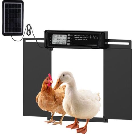 Temporizador automático con energía solar Puerta para gallinero/puerta para mascotas Control inteligente sensible a la luz Protección antipinzami