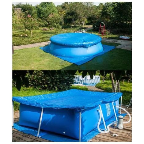 1 Bâche de piscine,Rectangulaire,220x150CM,En PE étanche,Avec corde de fixation,Pour piscine hors sol (1/4)