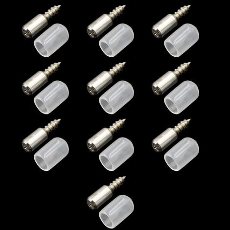 Set of 10 shelf support pins with caps for cabinet, bookcase, cupboard, wooden shelf support (transparent) (1/5)