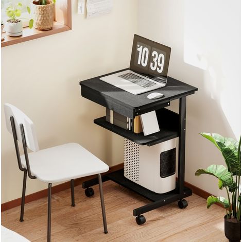 Scrivania su ruote con cassetto e ripiani, compatta, 56 x 51 x 79 cm, nera HAVRYA (1/5)