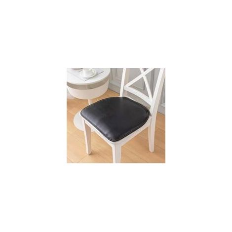 Coussin de chaise 40x43cm en cuir imperméable et anti-taches fer à cheval Coussin De Siège Antidérapant en Cuir Noir (1/4)