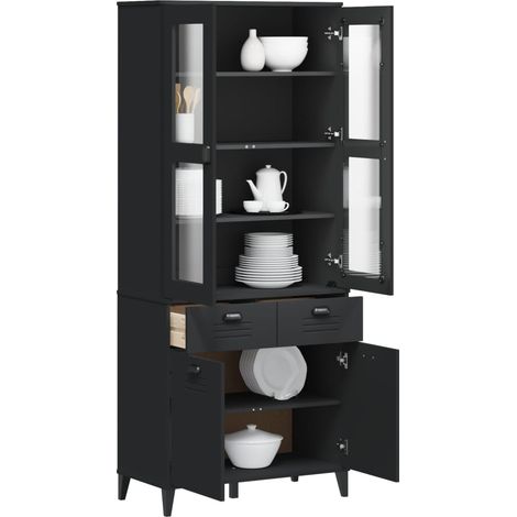 Highboard VIKEN Schwarz 80x40x190 cm Massivholz Kiefer vidaXL148441 (1/5)
