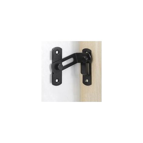 Grand loquet de porte à angle droit de 90 degrés, boulon de verrouillage incurvé pour porte et fenêtre, boulon de tige de verrouillage coulissant, sans perçage ni installation de vis – Noir (1/5)