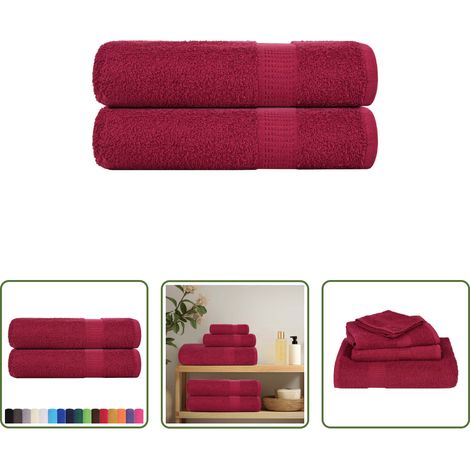 Badetuch 100x150 cm - Badetücher FROGN 2 Stk. Bordeaux 100x150 cm 360 g/m² (1/5)