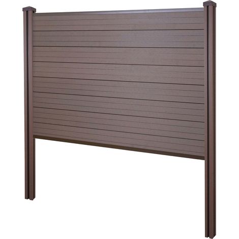WPC-Sichtschutz Savoie, Zaun Windschutz, WPC-Pfosten zum Einbetonieren Basiselement, 195cm braun
