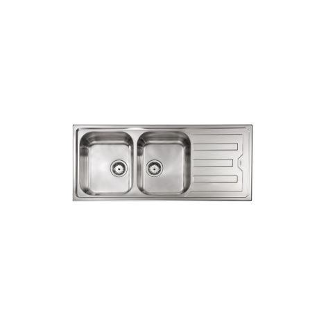 CM 010047.S1.01.2018 Cristal Filotop Lavello da Incasso 2 Vasche con Gocciolatoio a Destra Acciaio Inox Satinato (117x51x21 cm) colore Inox (1/5)
