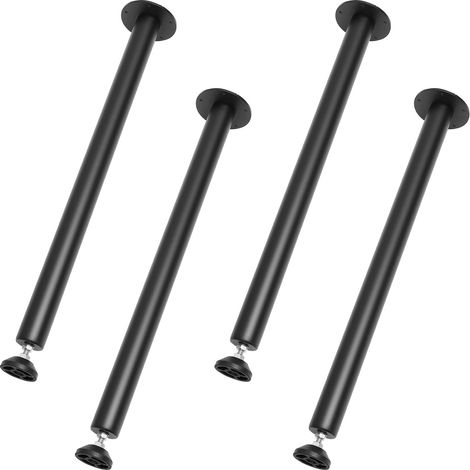 Pieds de bureau réglables en acier renforcé, lot de 4, capacité 544,3 kg, avec embouts ajustables, installation rapide, noir. (1/5)