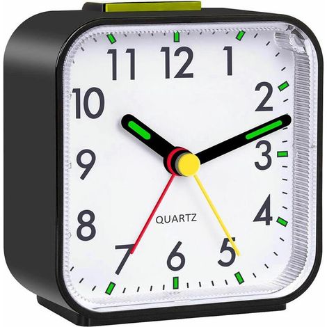 Mini-réveil de voyage réveil simule la fonction de sommeil numérique de l'alarme et l' éclairage sans tic-tac réveil ( noir ) (1/5)