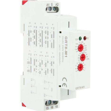Relais temporisé multifonctionnel 10 fonctions – AC 230V – Montage rail DIN 35mm – Plage de temporisation 0,1s à 10 jours - GRT8-M1 (1/5)