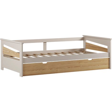 Letto a scomparsa 2 x 90 x 190 cm MDF Naturale e Beige - LURAVO (1/5)