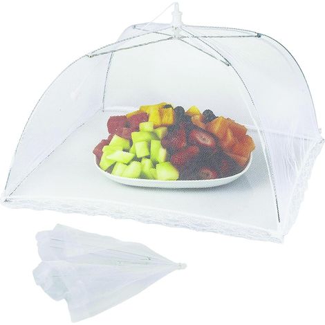 Cloche Alimentaire Pliable - Anti Mouche - Moustiquaire de Table pour Aliments - Couvercle Nourriture - Taille Universelle - Voyage/Camping/Maison - Blanc 4848cm) (1/2)