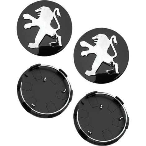 4 Cache Moyeux 60mm Cache Moyeu Aluminium+ABS Cache de Roue Centrale ABS Accessoires de Voiture, Noir Étanche/anti-poussière/avec logo (1/5)